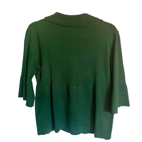 Ivy Jane Dark Green Wool Blend Short Sleeve Cardigan Orange Buttons Size Large - Picture 6 of 6